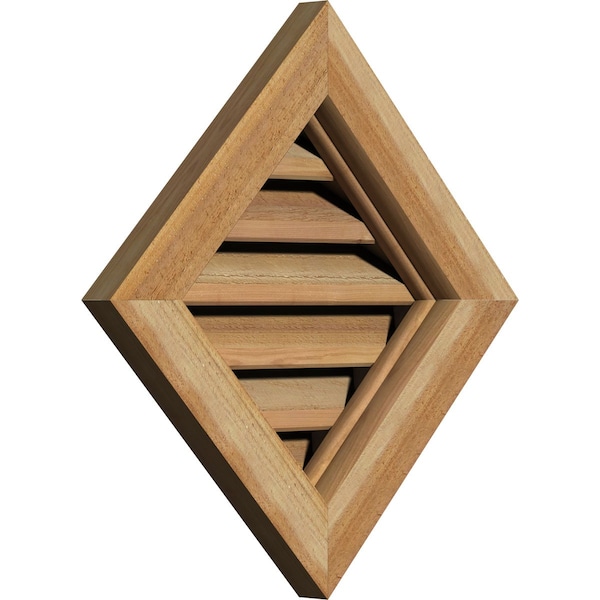 Ekena Millwork Diamond Gable Vent Functional, Western Red Cedar Gable Vent w/ Brick Mould Face Frame, 24"W x 24"H - GVWDI24X2400RFUWR