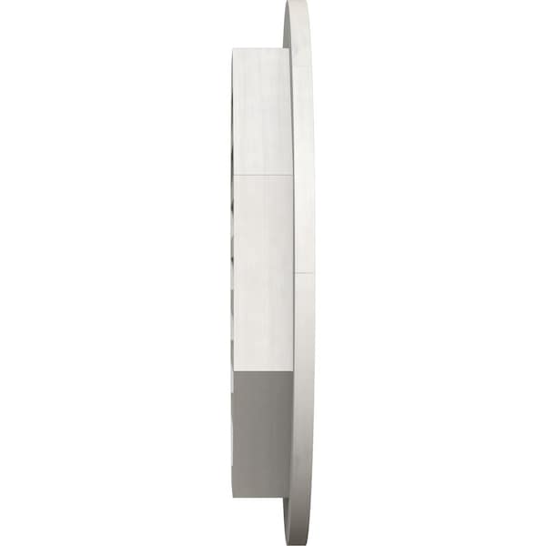 Ekena Millwork Round Gable Vent Primed, Functional, Pine Gable Vent w/ 1" x 4" Flat Trim Frame, 30"W x 30"H - GVWRO30X3001SFPPI