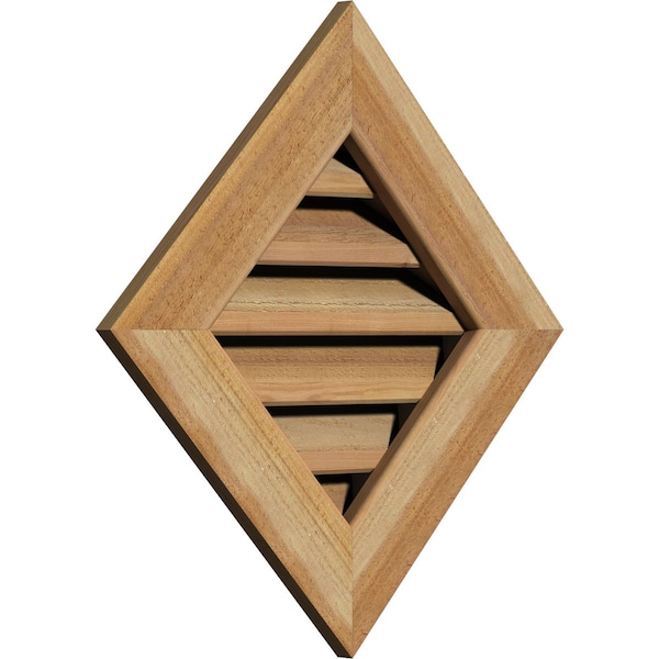 Ekena Millwork Diamond Gable Vent Functional, Western Red Cedar Gable Vent w/ 1" x 4" Flat Trim Frame, 22"W x 22"H - GVWDI22X2201RFUWR