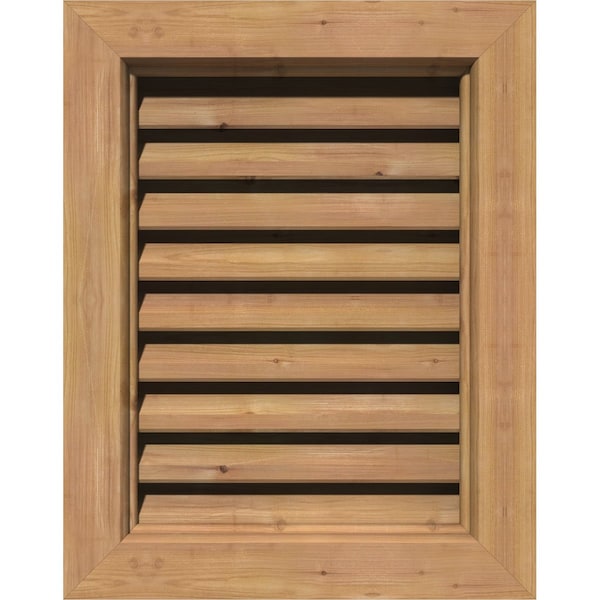 Ekena Millwork Vertical Gable Vent Functional, Western Red Cedar Gable Vent w/ Brick Mould Face Frame, 36"W x 32"H - GVWVE36X3200SFUWR