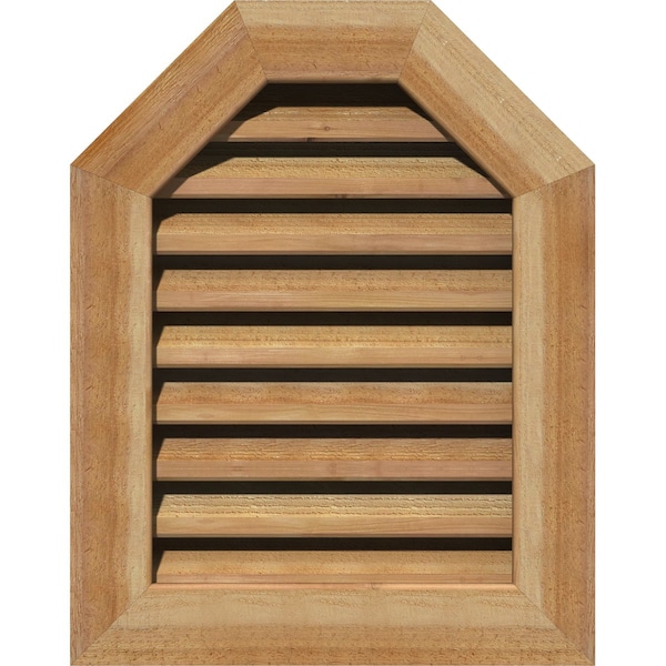 Ekena Millwork Octagonal Top Gable Vent Western Red Cedar Gable Vent w/1" x 4" Flat Trim Frame, 16"W x 16"H - GVWOT16X1601RFUWR