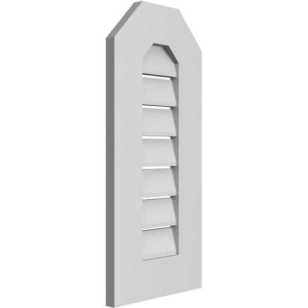 Ekena Millwork Octagonal Top Surface Mount PVC Gable Vent: Functional, w/ 3-1/2"W x 1"P Standard Frame, 12"W x 26"H - GVPOT12X2601SF