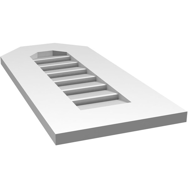 Ekena Millwork Octagonal Top Surface Mount PVC Gable Vent: Functional, w/ 3-1/2"W x 1"P Standard Frame, 12"W x 26"H - GVPOT12X2601SF