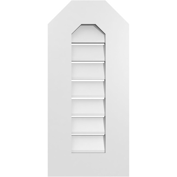 Ekena Millwork Octagonal Top Surface Mount PVC Gable Vent: Functional, w/ 3-1/2"W x 1"P Standard Frame, 12"W x 26"H - GVPOT12X2601SF