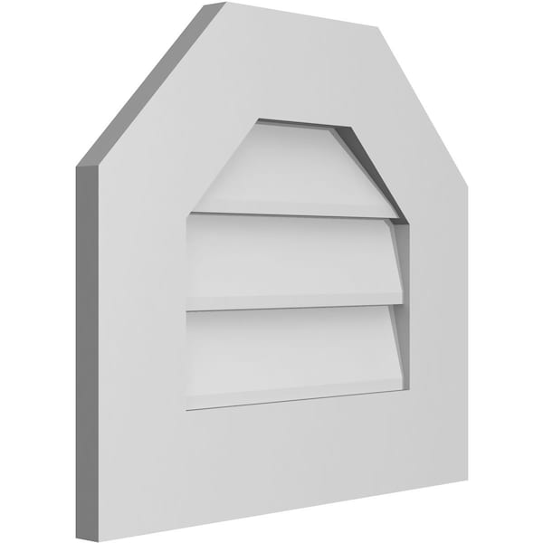 Ekena Millwork Octagonal Top Surface Mount PVC Gable Vent w/ 3-1/2"W x 1"P Standard Frame, 18"W x 16"H - GVPOT18X1601SN