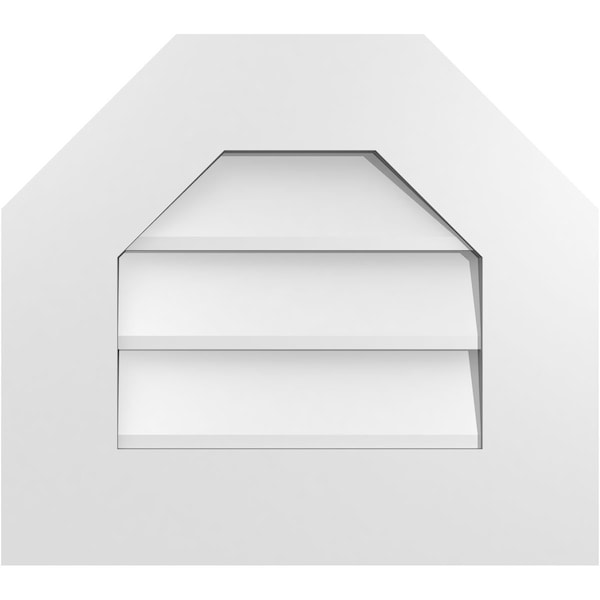 Ekena Millwork Octagonal Top Surface Mount PVC Gable Vent w/ 3-1/2"W x 1"P Standard Frame, 18"W x 16"H - GVPOT18X1601SN