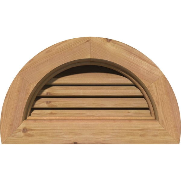 Ekena Millwork Half Round Gable Vent Functional, Western Red Cedar Gable Vent w/Brick Mould Face Frame, 26"W x 13"H - GVWHR26X1300SFUWR