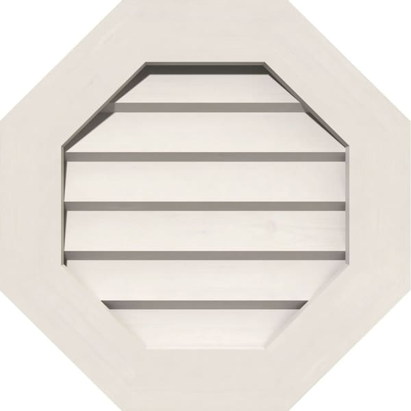 Ekena Millwork Octagonal Gable Vent Non-Functional, PVC Gable Vent w/ 1" x 4" Flat Trim Frame, 18"W x 18"H - GVPOC18X1801DUN