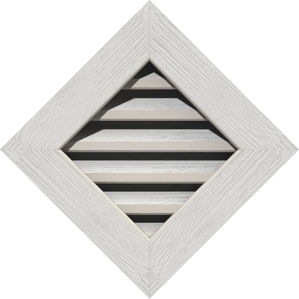 Ekena Millwork Diamond Gable Vent, Functional, Western Red Cedar Gable Vent w/ 1" x 4" Flat Trim Frame, 18"W x 18"H - GVWDI18X1801RFPWR