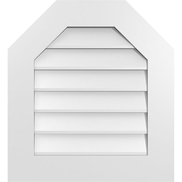 Ekena Millwork Octagonal Top Surface Mount PVC Gable Vent w/ 3-1/2"W x 1"P Standard Frame, 22"W x 24"H - GVPOT22X2401SN