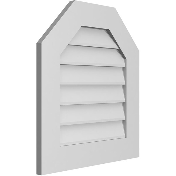 Ekena Millwork Octagonal Top Surface Mount PVC Gable Vent w/ 3-1/2"W x 1"P Standard Frame, 22"W x 24"H - GVPOT22X2401SN