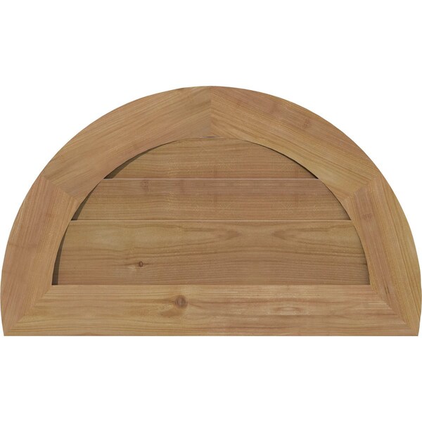 Ekena Millwork Half Round Gable Vent Western Red Cedar Gable Vent w/Decorative Face Frame, 28"W x 14"H - GVWHR28X1402SDUWR