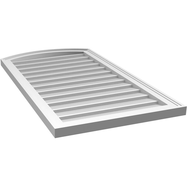 Ekena Millwork Arch Top Surface Mount PVC Gable Vent: Functional, w/ 2"W x 1-1/2"P Brickmould Frame, 22"W x 40"H - GVPAR22X4002SF