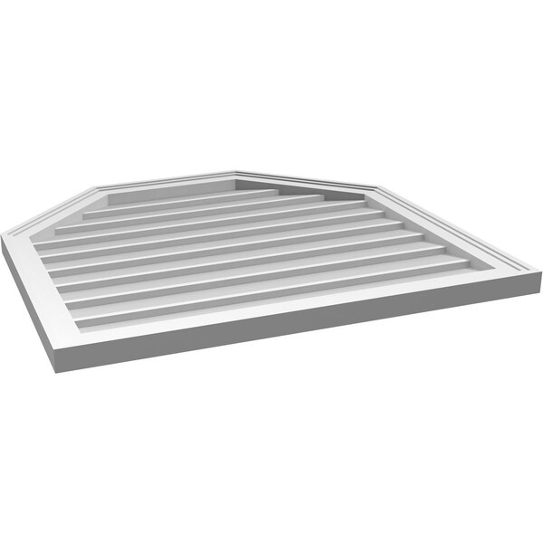 Ekena Millwork Octagonal Top Surface Mount PVC Gable Vent w/ 2"W x 1-1/2"P Brickmould Frame, 32"W x 30"H - GVPOT32X3002SN