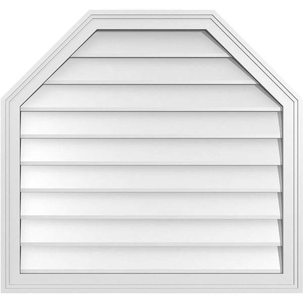 Ekena Millwork Octagonal Top Surface Mount PVC Gable Vent w/ 2"W x 1-1/2"P Brickmould Frame, 32"W x 30"H - GVPOT32X3002SN