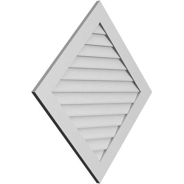 Ekena Millwork Diamond Surface Mount PVC Gable Vent: Functional, w/ 3-1/2"W x 1"P Standard Frame, 42"W x 42"H - GVPDI42X4201SF