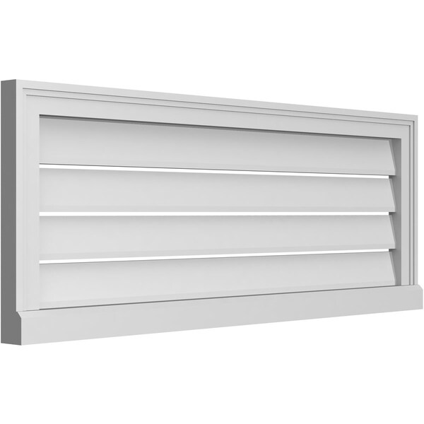 Ekena Millwork Vertical Surface Mount PVC Gable Vent: Functional, w/ 2"W x 2"P Brickmould Sill Frame, 42"W x 16"H - GVPVE42X1603SF