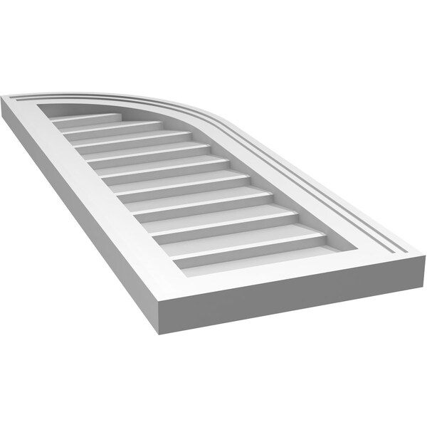 Ekena Millwork Quarter Round Top Right Surface Mount PVC Gable Vent w/ 2"W x 1-1/2"P Brickmould Frame, 12"W x 32"H - GVPQR12X3202SN