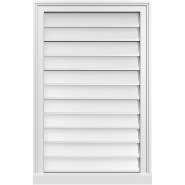 Ekena Millwork Vertical Surface Mount PVC Gable Vent w/ 2"W x 2"H , Brickmould Sill Frame, 22"W x 34"H - GVPVE22X3403SN