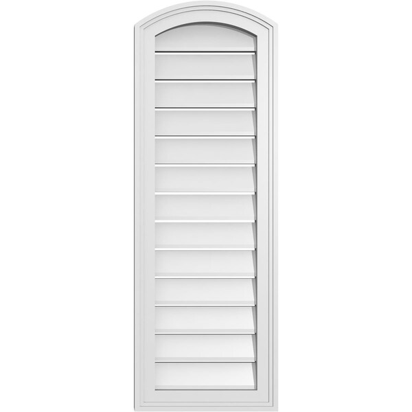 Ekena Millwork Arch Top Surface Mount PVC Gable Vent: Non-Functional, w/2"W x 1-1/2"P Brickmould Frame, 14"W x 38"H - GVPAR14X3802SN