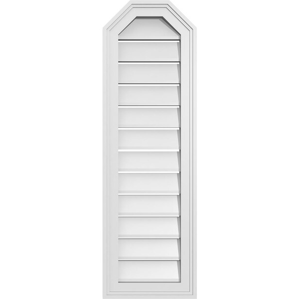 Ekena Millwork Octagonal Top Surface Mount PVC Gable Vent w/ 2"W x 1-1/2"P Brickmould Frame, 12"W x 38"H - GVPOT12X3802SF