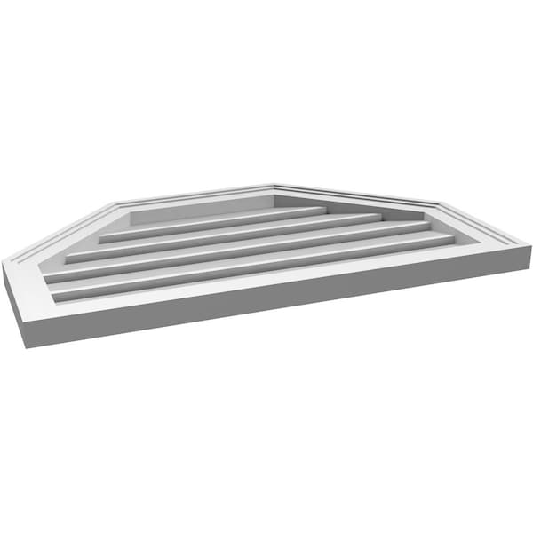 Ekena Millwork Octagonal Top Surface Mount PVC Gable Vent w/ 2"W x 1-1/2"P Brickmould Frame, 30"W x 18"H - GVPOT30X1802SF