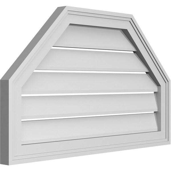 Ekena Millwork Octagonal Top Surface Mount PVC Gable Vent w/ 2"W x 1-1/2"P Brickmould Frame, 30"W x 18"H - GVPOT30X1802SF