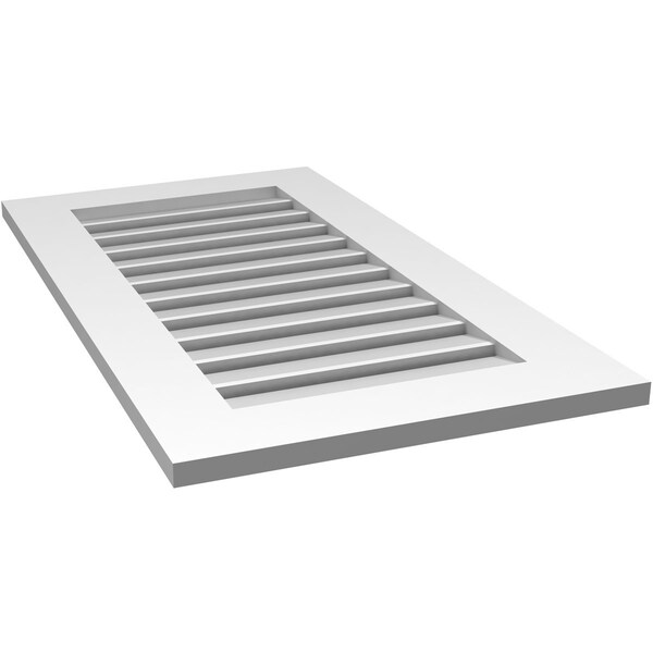 Ekena Millwork Vertical Surface Mount PVC Gable Vent: Functional, w/ 3-1/2"W x 1"P Standard Frame, 20"W x 36"H - GVPVE20X3601SF