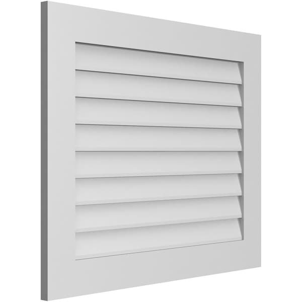 Ekena Millwork Vertical Surface Mount PVC Gable Vent: Non-Functional, w/3-1/2"W x 1"H, Standard Frame, 34"W x 28"H - GVPVE34X2801SN