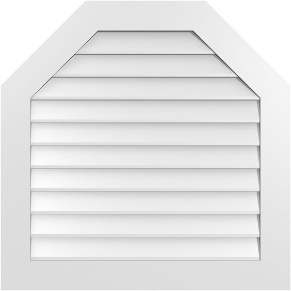 Ekena Millwork Octagonal Top Surface Mount PVC Gable Vent w/ 3-1/2"W x 1"P Standard Frame, 34"W x 34"H - GVPOT34X3401SN