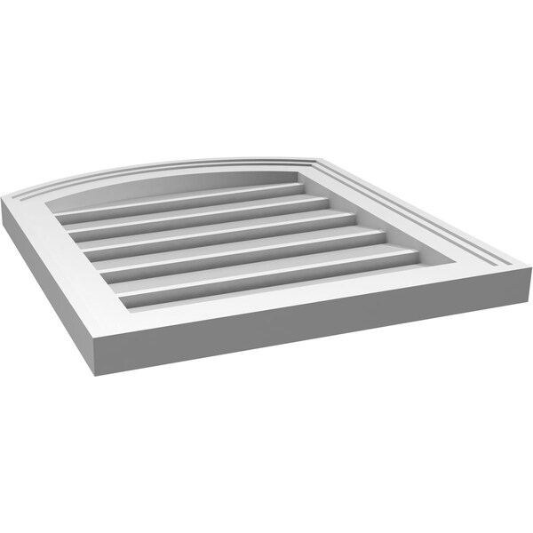 Ekena Millwork Arch Top Surface Mount PVC Gable Vent: Non-Functional, w/2"W x 1-1/2"P Brickmould Frame, 18"W x 18"H - GVPAR18X1802SN