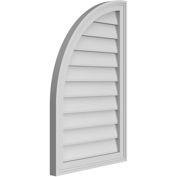 Ekena Millwork Quarter Round Top Left Surface Mount PVC Gable Vent w/ 2"W x 1-1/2"P Brickmould Frame, 20"W x 32"H - GVPQL20X3202SN