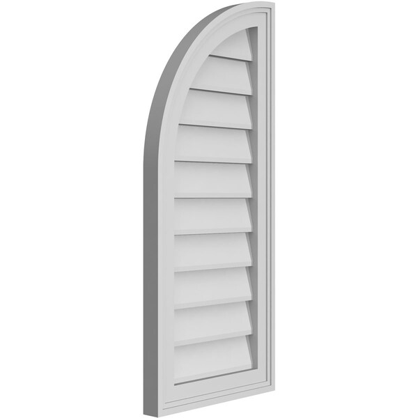 Ekena Millwork Quarter Round Top Left Surface Mount PVC Gable Vent w/ 2"W x 1-1/2"P Brickmould Frame, 14"W x 32"H - GVPQL14X3202SN