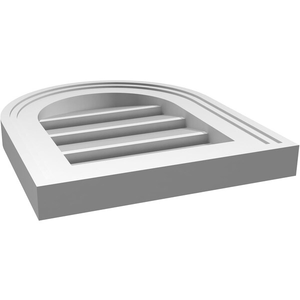 Ekena Millwork Round Top Surface Mount PVC Gable Vent: Functional, w/ 2"W x 1-1/2"P Brickmould Frame, 12"W x 14"H - GVPRT12X1402SF