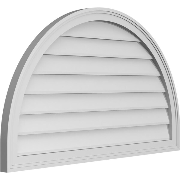 Ekena Millwork Round Top Surface Mount PVC Gable Vent w/ 2"W x 1-1/2"P Brickmould Frame, 40"W x 24"H - GVPRT40X2402SN