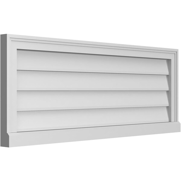 Ekena Millwork Vertical Surface Mount PVC Gable Vent w/ 2"W x 2"H , Brickmould Sill Frame, 42"W x 16"H - GVPVE42X1603SN