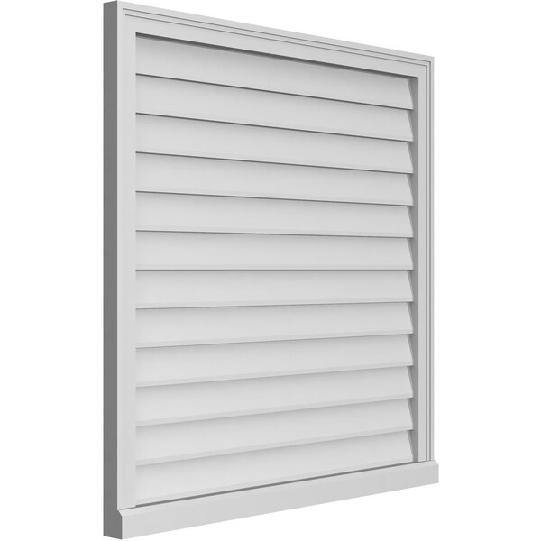 Ekena Millwork Vertical Surface Mount PVC Gable Vent w/ 2"W x 2"H , Brickmould Sill Frame, 38"W x 38"H - GVPVE38X3803SN