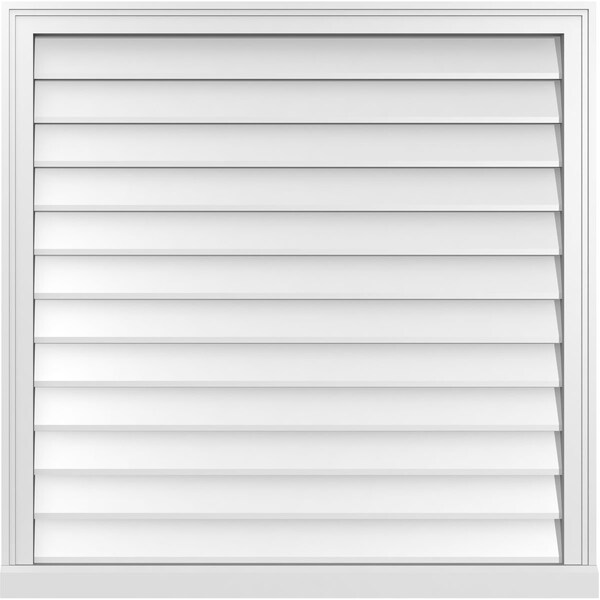 Ekena Millwork Vertical Surface Mount PVC Gable Vent w/ 2"W x 2"H , Brickmould Sill Frame, 38"W x 38"H - GVPVE38X3803SN
