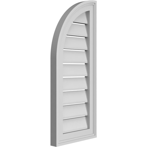 Ekena Millwork Quarter Round Top Left Surface Mount PVC Gable Vent w/ 2"W x 1-1/2"P Brickmould Frame, 12"W x 28"H - GVPQL12X2802SF