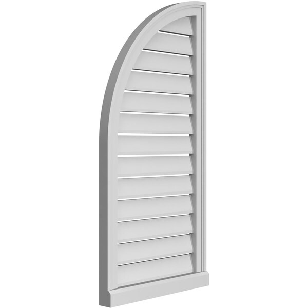 Ekena Millwork Quarter Round Top Left Surface Mount PVC Gable Vent w/ 2"W x 2"P Brickmould Sill Frame, 20"W x 40"H - GVPQL20X4003SF