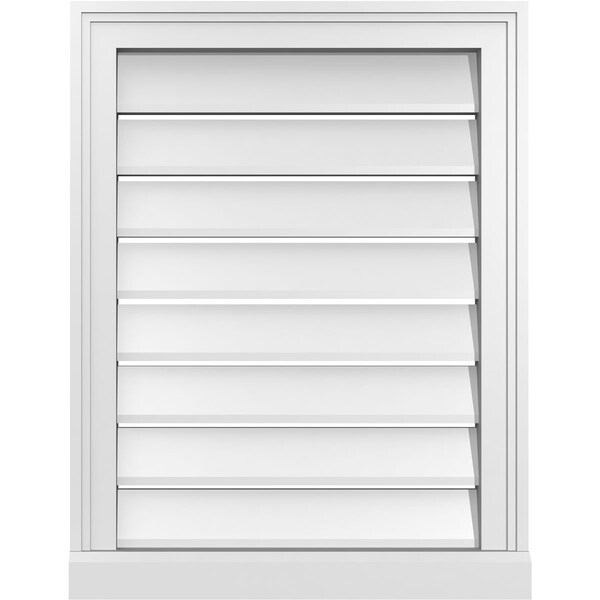 Ekena Millwork Vertical Surface Mount PVC Gable Vent: Functional, w/ 2"W x 2"P Brickmould Sill Frame, 20"W x 26"H - GVPVE20X2603SF