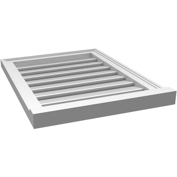 Ekena Millwork Vertical Surface Mount PVC Gable Vent: Functional, w/ 2"W x 2"P Brickmould Sill Frame, 20"W x 26"H - GVPVE20X2603SF