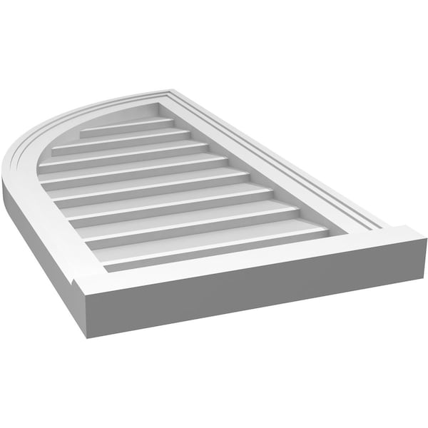 Ekena Millwork Quarter Round Top Left Surface Mount PVC Gable Vent w/ 2"W x 2"P Brickmould Sill Frame, 16"W x 30"H - GVPQL16X3003SN