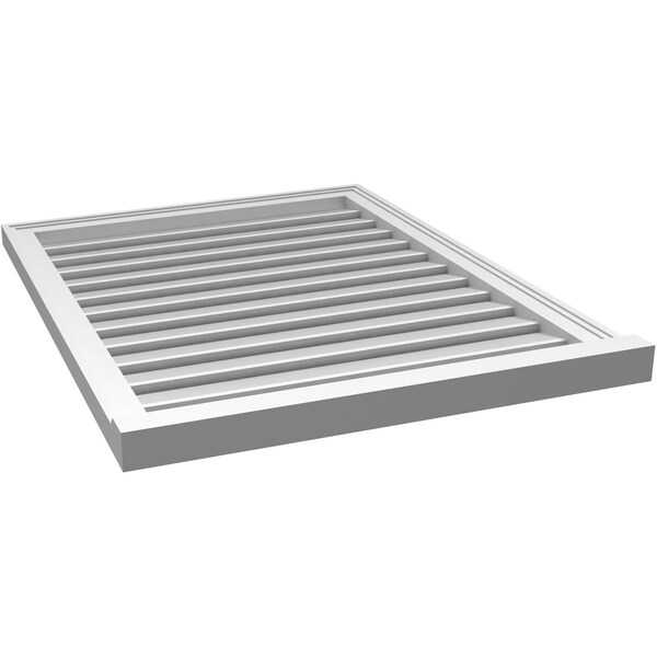 Ekena Millwork Vertical Surface Mount PVC Gable Vent: Functional, w/ 2"W x 2"P Brickmould Sill Frame, 28"W x 36"H - GVPVE28X3603SF