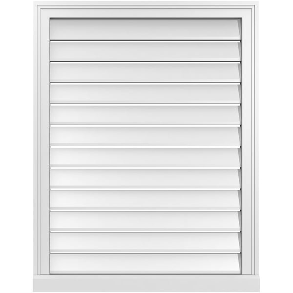 Ekena Millwork Vertical Surface Mount PVC Gable Vent: Functional, w/ 2"W x 2"P Brickmould Sill Frame, 28"W x 36"H - GVPVE28X3603SF
