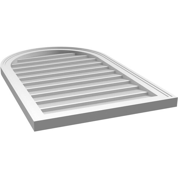 Ekena Millwork Round Top Surface Mount PVC Gable Vent w/ 2"W x 1-1/2"P Brickmould Frame, 22"W x 34"H - GVPRT22X3402SN