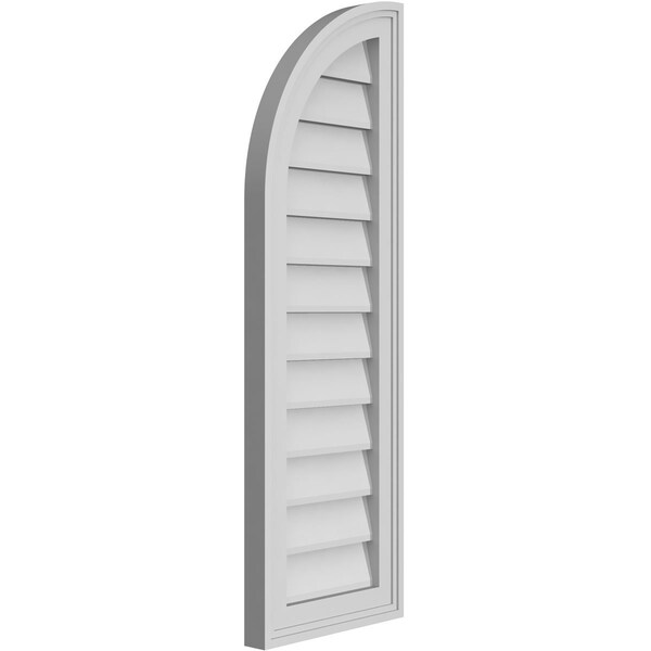 Ekena Millwork Quarter Round Top Left Surface Mount PVC Gable Vent w/ 2"W x 1-1/2"P Brickmould Frame, 12"W x 36"H - GVPQL12X3602SN