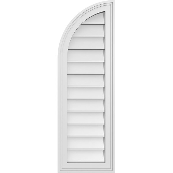 Ekena Millwork Quarter Round Top Left Surface Mount PVC Gable Vent w/ 2"W x 1-1/2"P Brickmould Frame, 12"W x 36"H - GVPQL12X3602SN