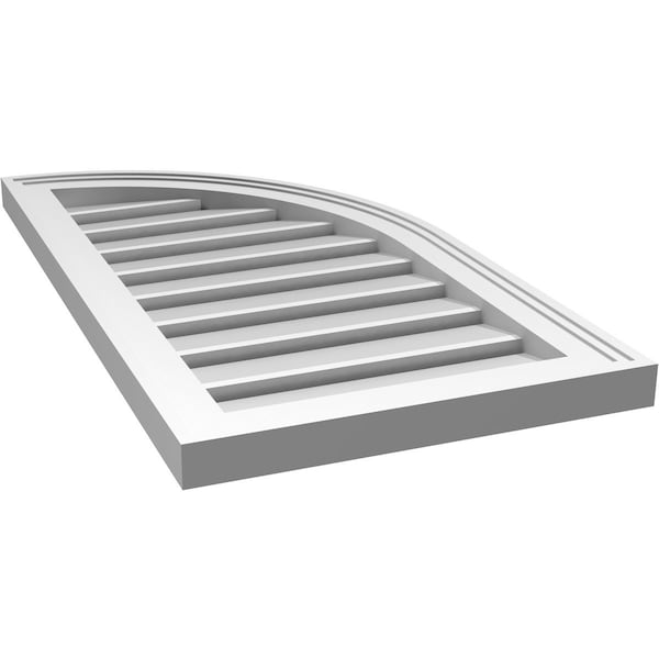 Ekena Millwork Quarter Round Top Right Surface Mount PVC Gable Vent w/ 2"W x 1-1/2"P Brickmould Frame, 16"W x 30"H - GVPQR16X3002SF