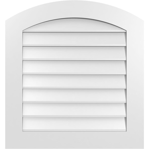 Ekena Millwork Arch Top Surface Mount PVC Gable Vent: Functional, w/ 3-1/2"W x 1"P Standard Frame, 28"W x 30"H - GVPAR28X3001SF